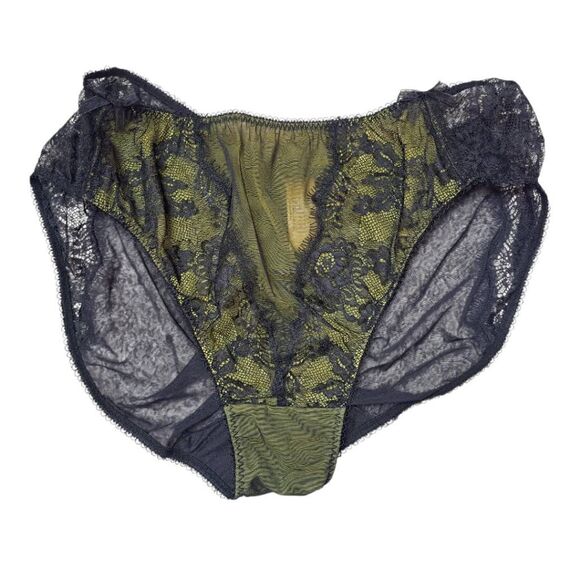 Dita Von Teese Women's Savoir Faire Hi Cut Brief Panty size XL NWT Chartreuse/Bl - Picture 3 of 9